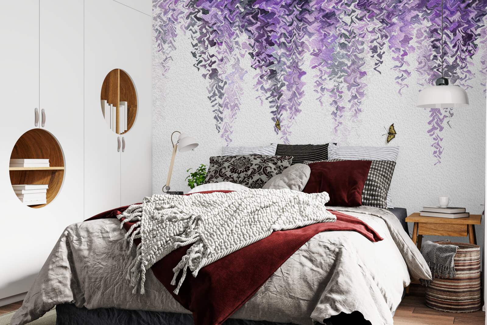 Fototapet reflecție a florilor de liliac în apă