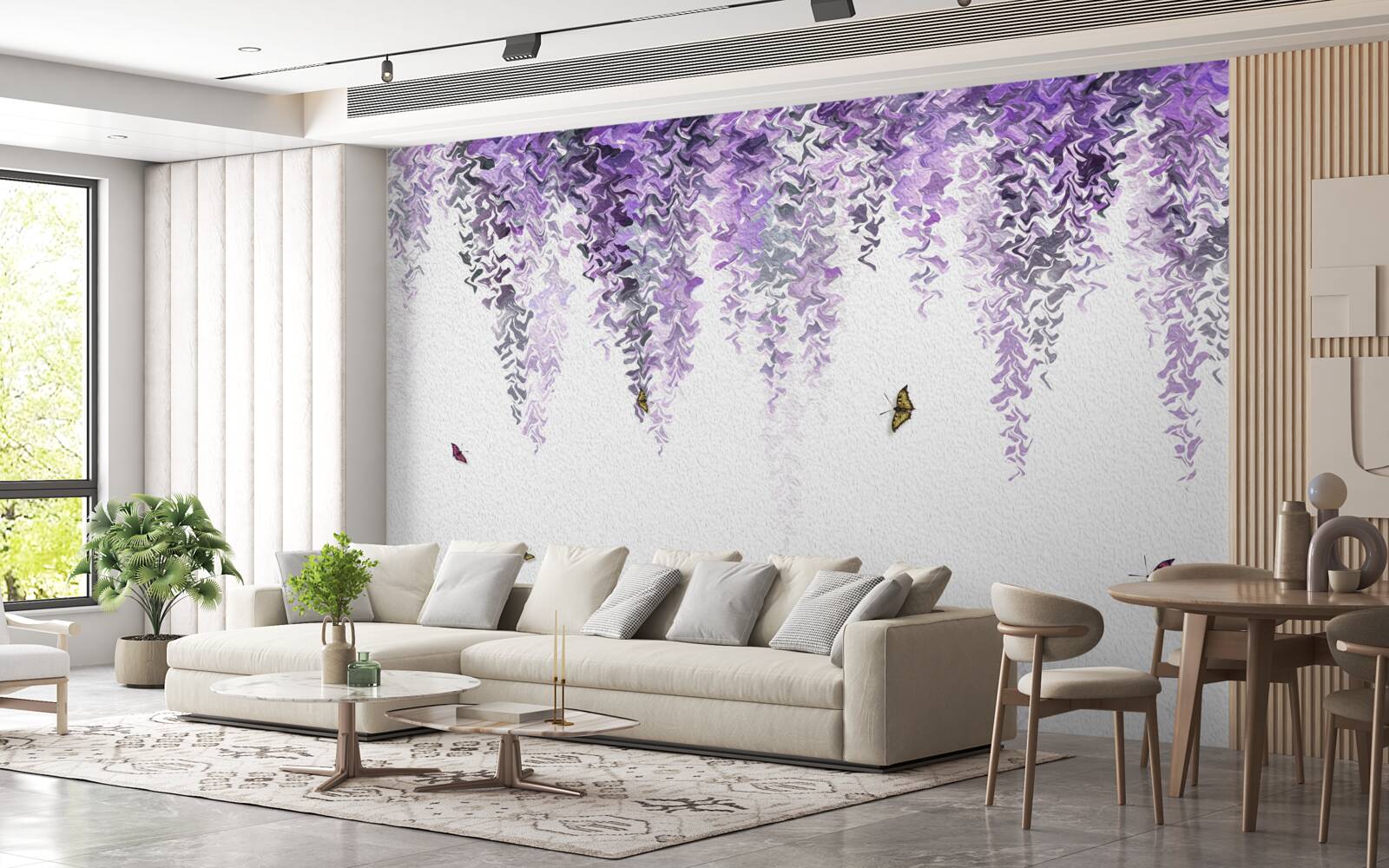 Fototapet reflecție a florilor de liliac în apă