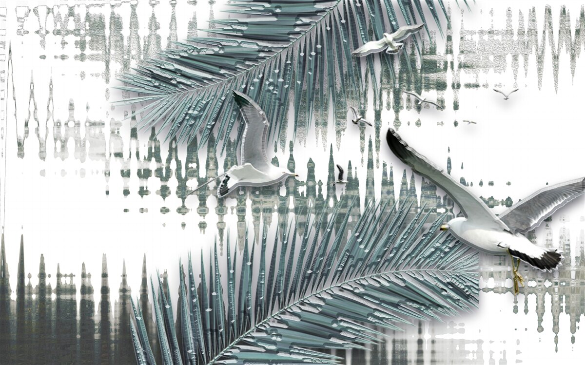 Fototapet pescăruși și pene