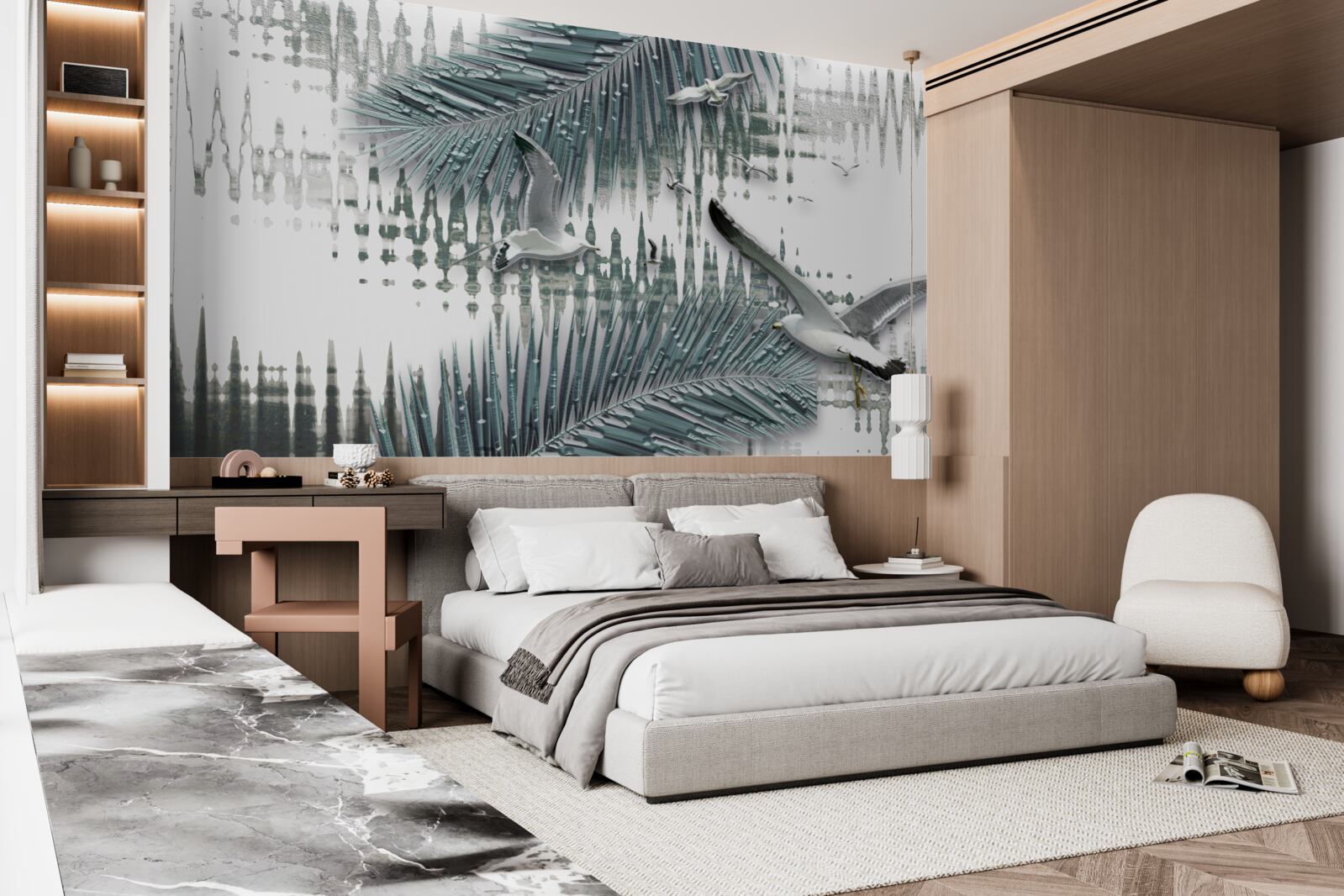 Fototapet pescăruși și pene