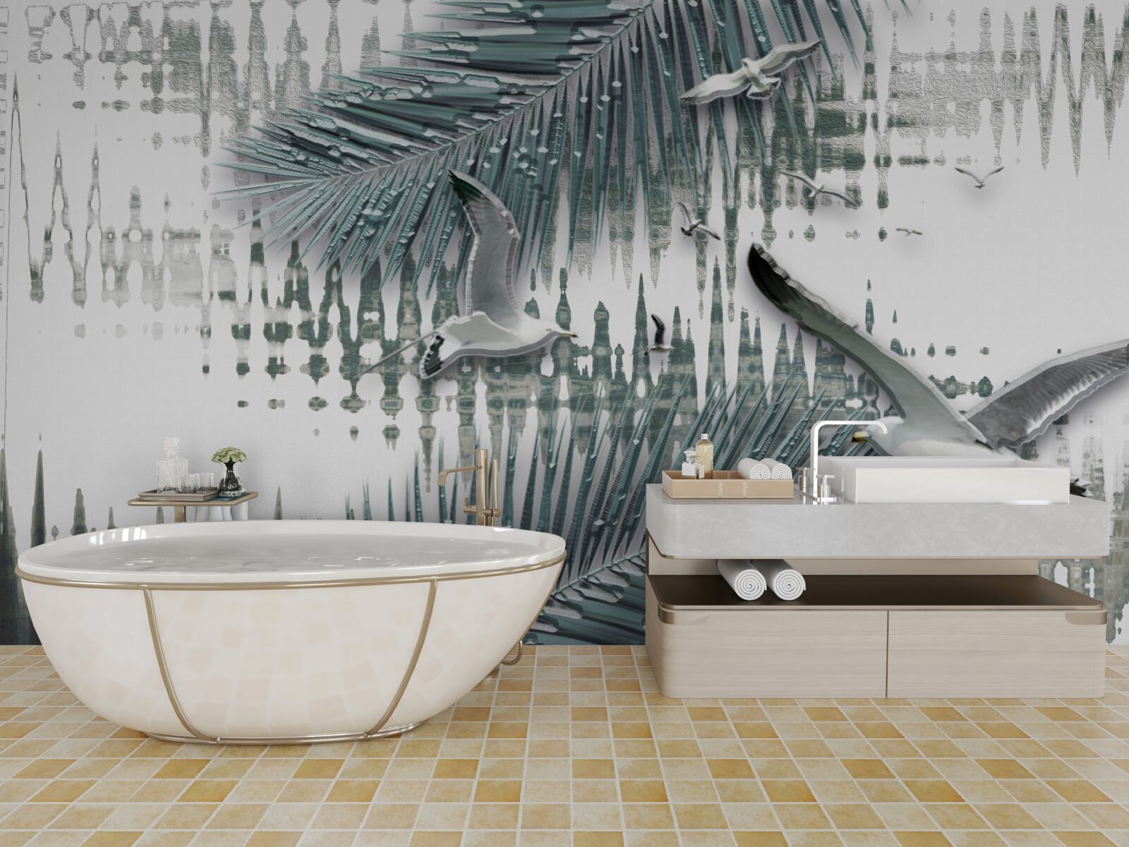 Fototapet pescăruși și pene