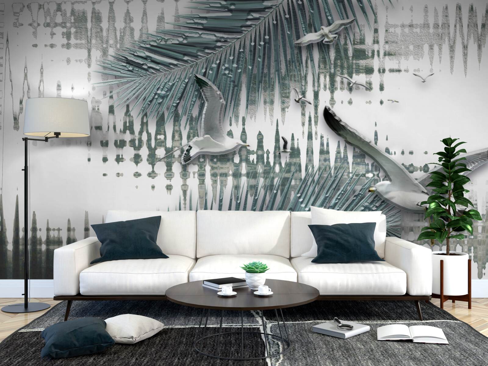 Fototapet pescăruși și pene