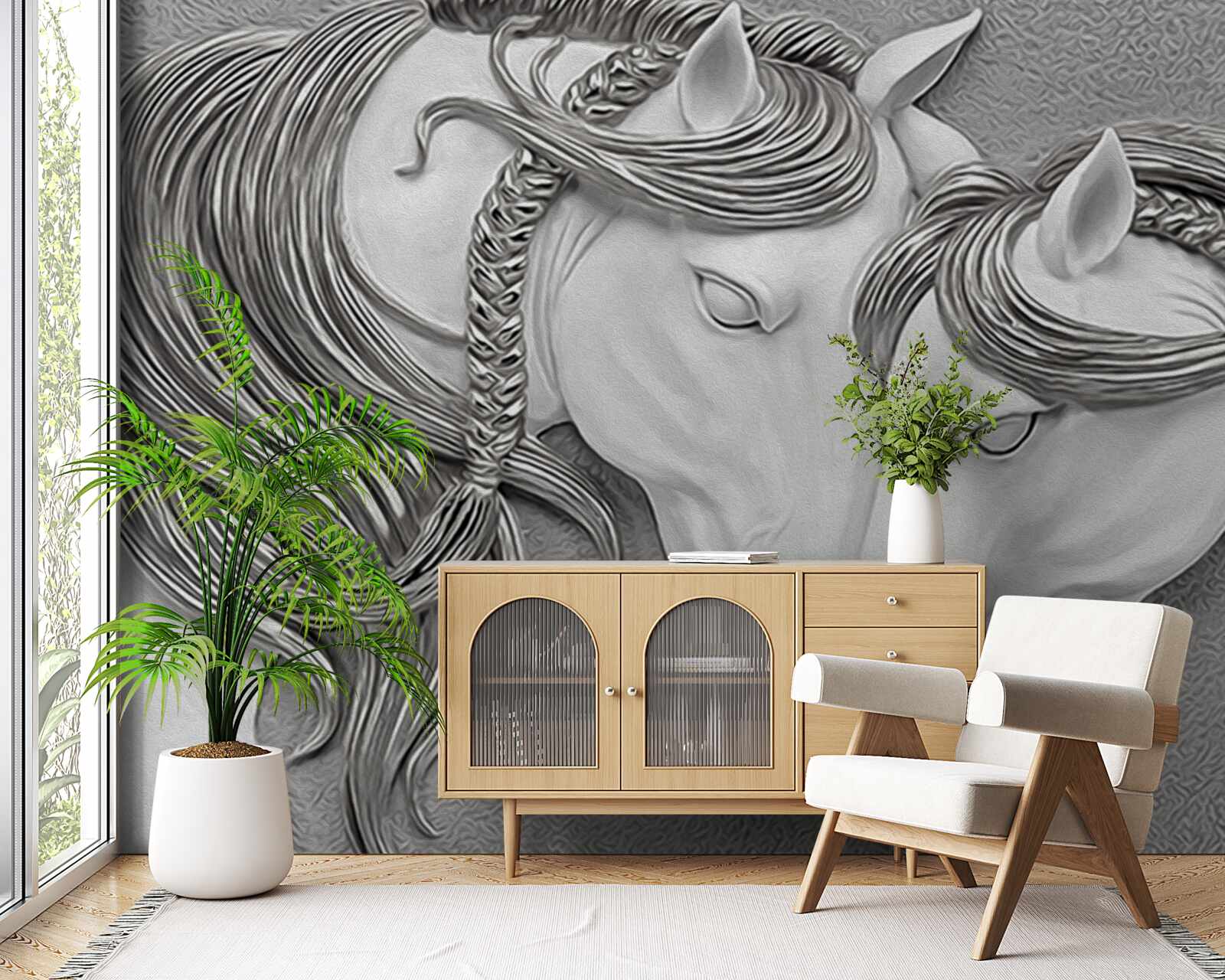 Fototapet relief reprezentând cai îndrăgostiți