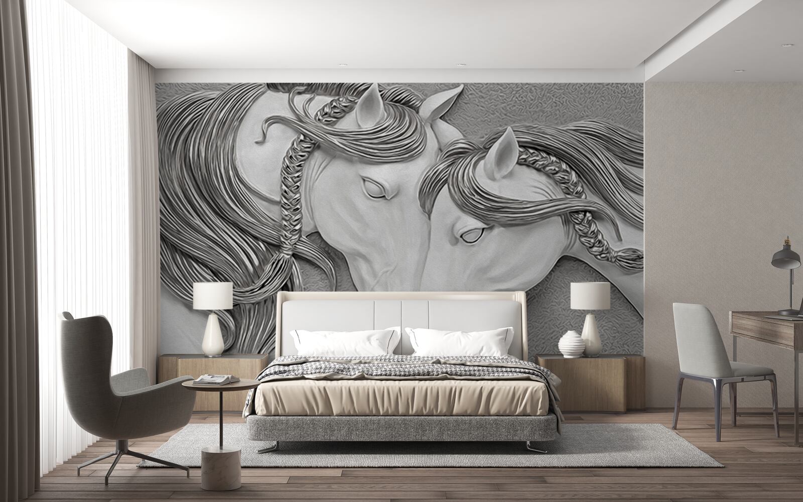 Fototapet relief reprezentând cai îndrăgostiți