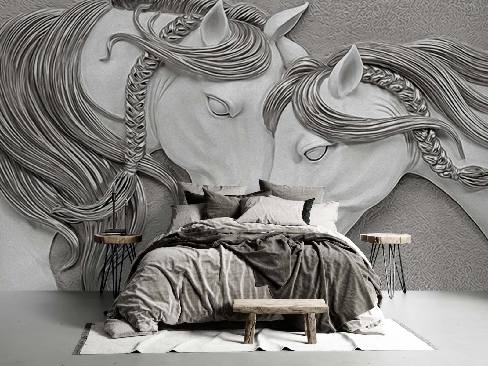 Fototapet relief reprezentând cai îndrăgostiți