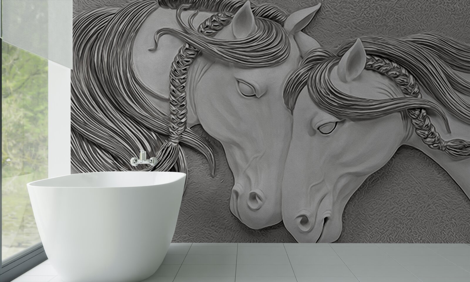 Fototapet relief reprezentând cai îndrăgostiți