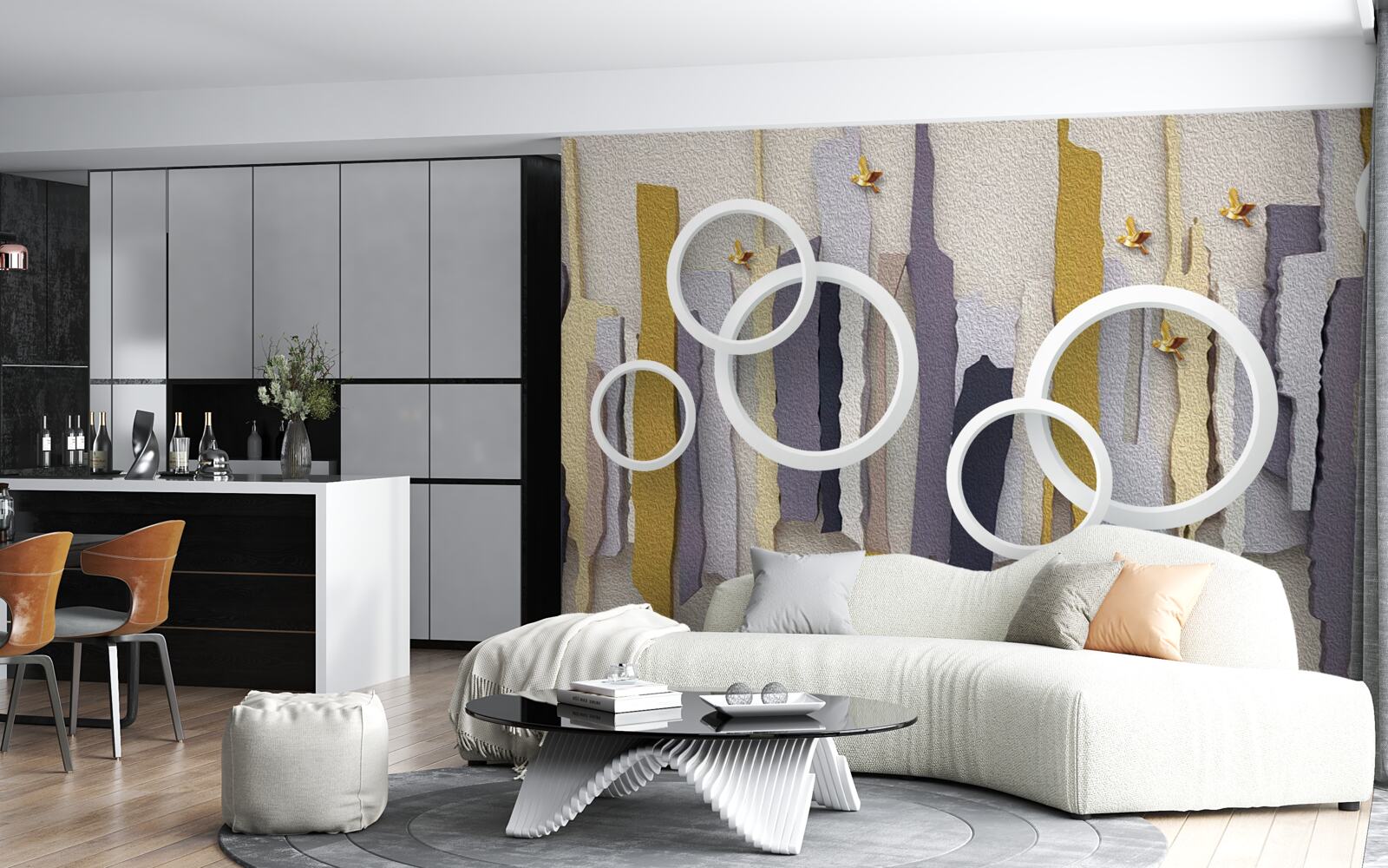 Fototapet fundal abstract cu cercuri albe