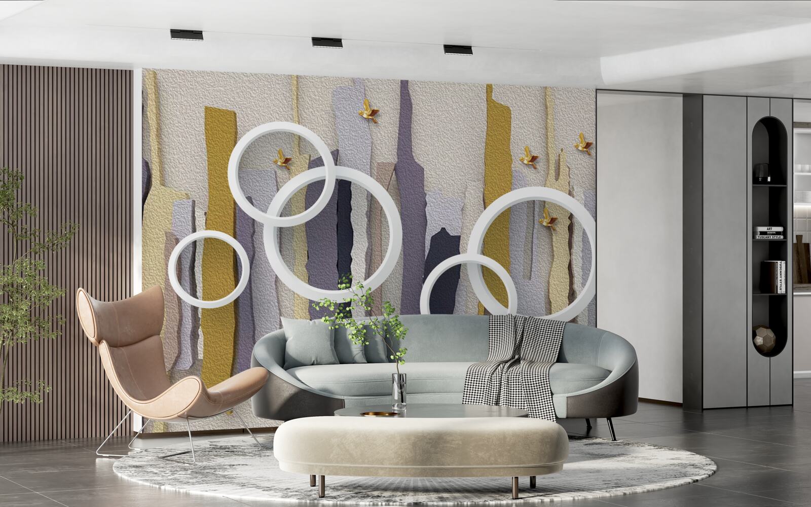 Fototapet fundal abstract cu cercuri albe