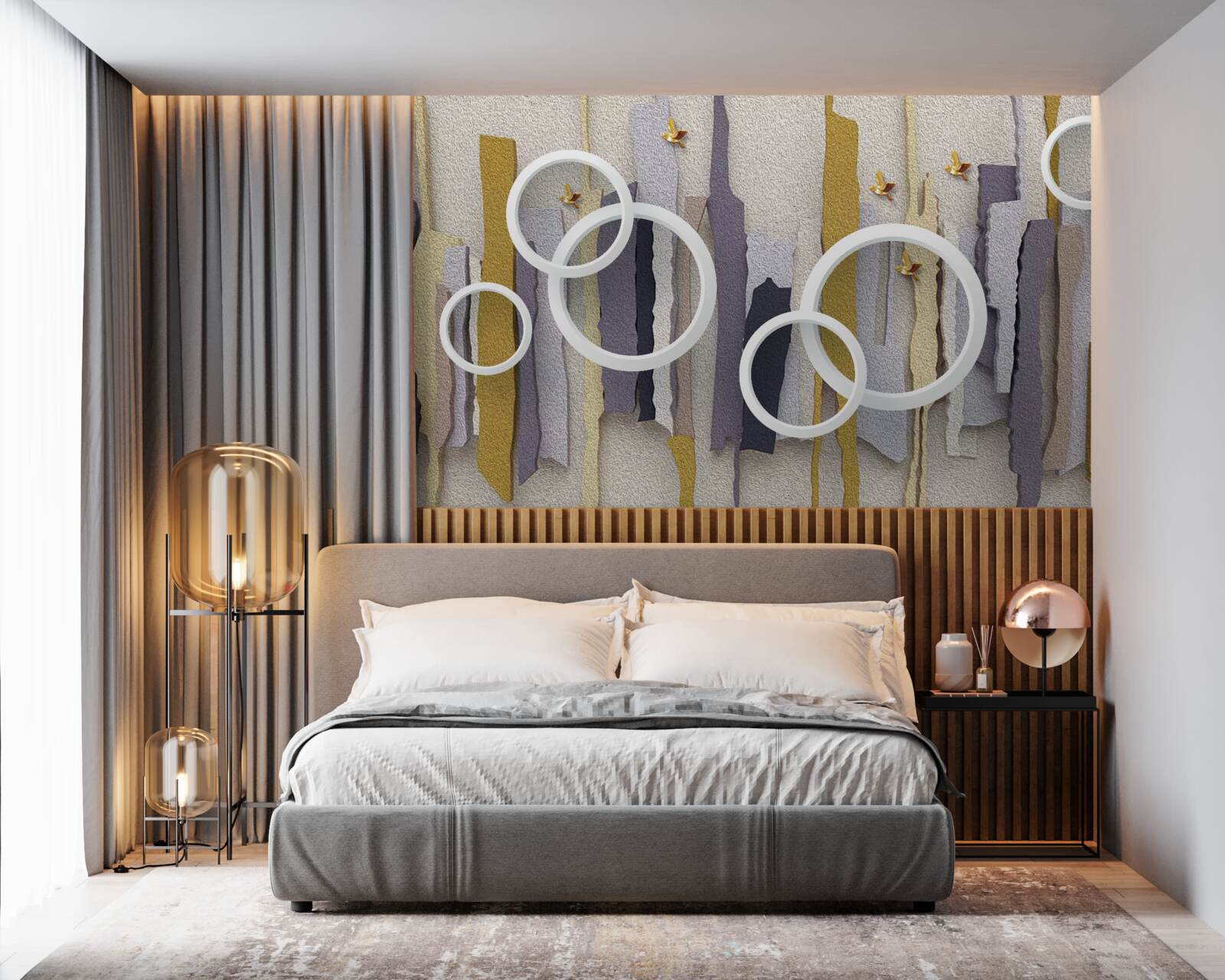 Fototapet fundal abstract cu cercuri albe