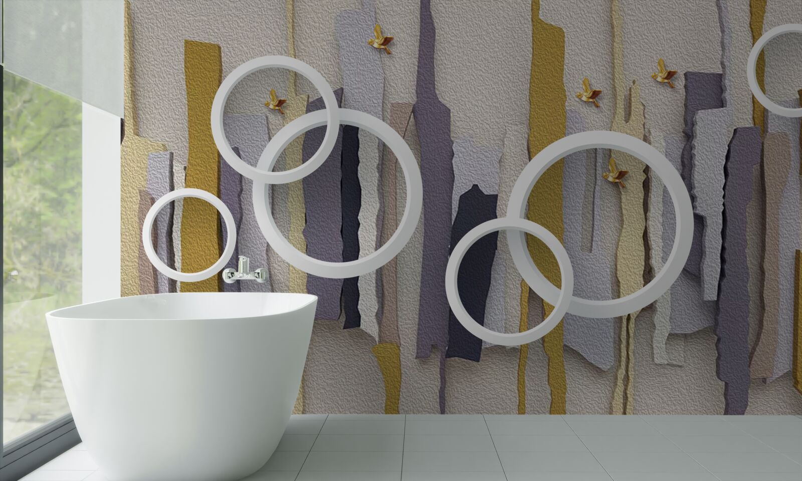 Fototapet fundal abstract cu cercuri albe