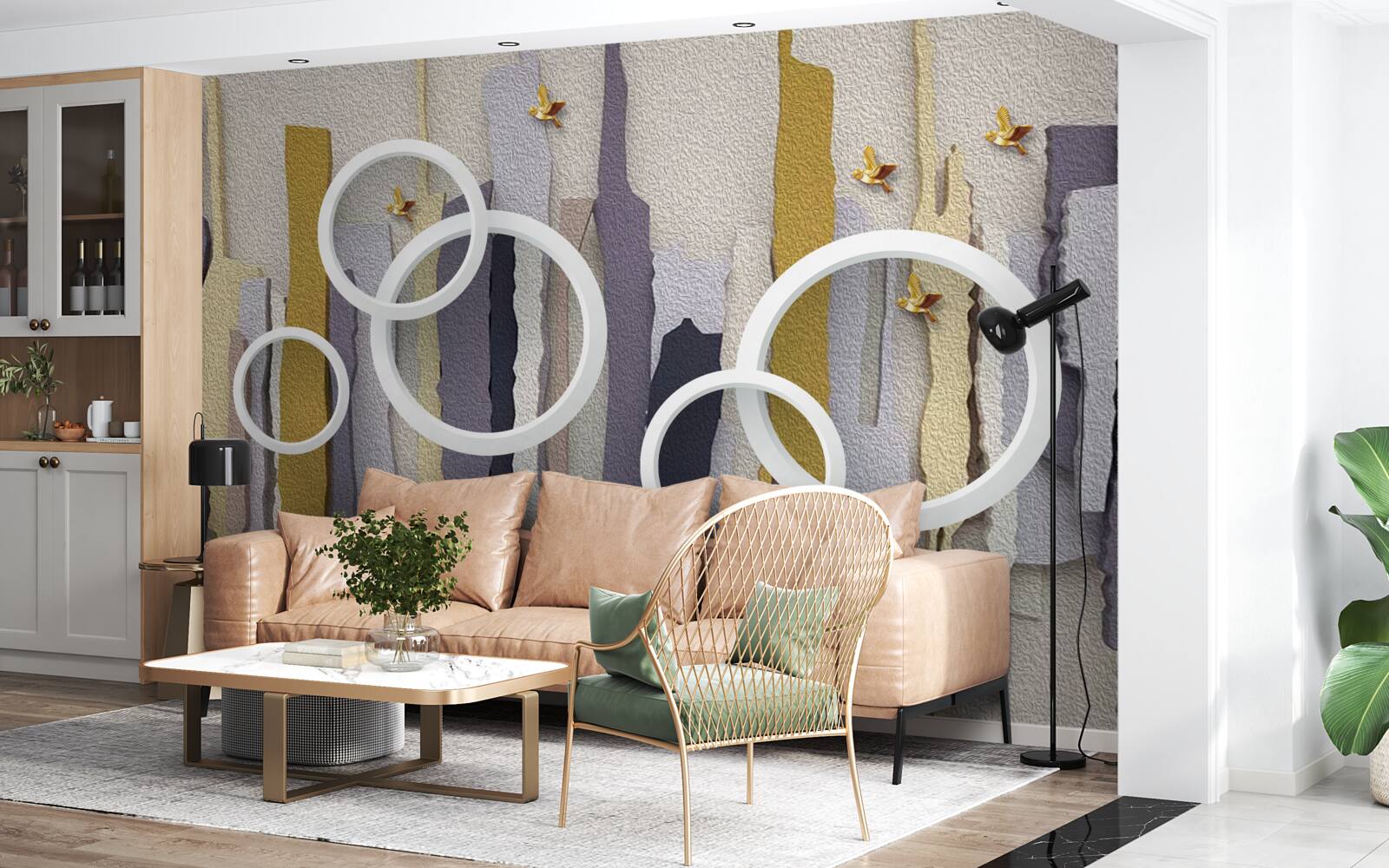 Fototapet fundal abstract cu cercuri albe