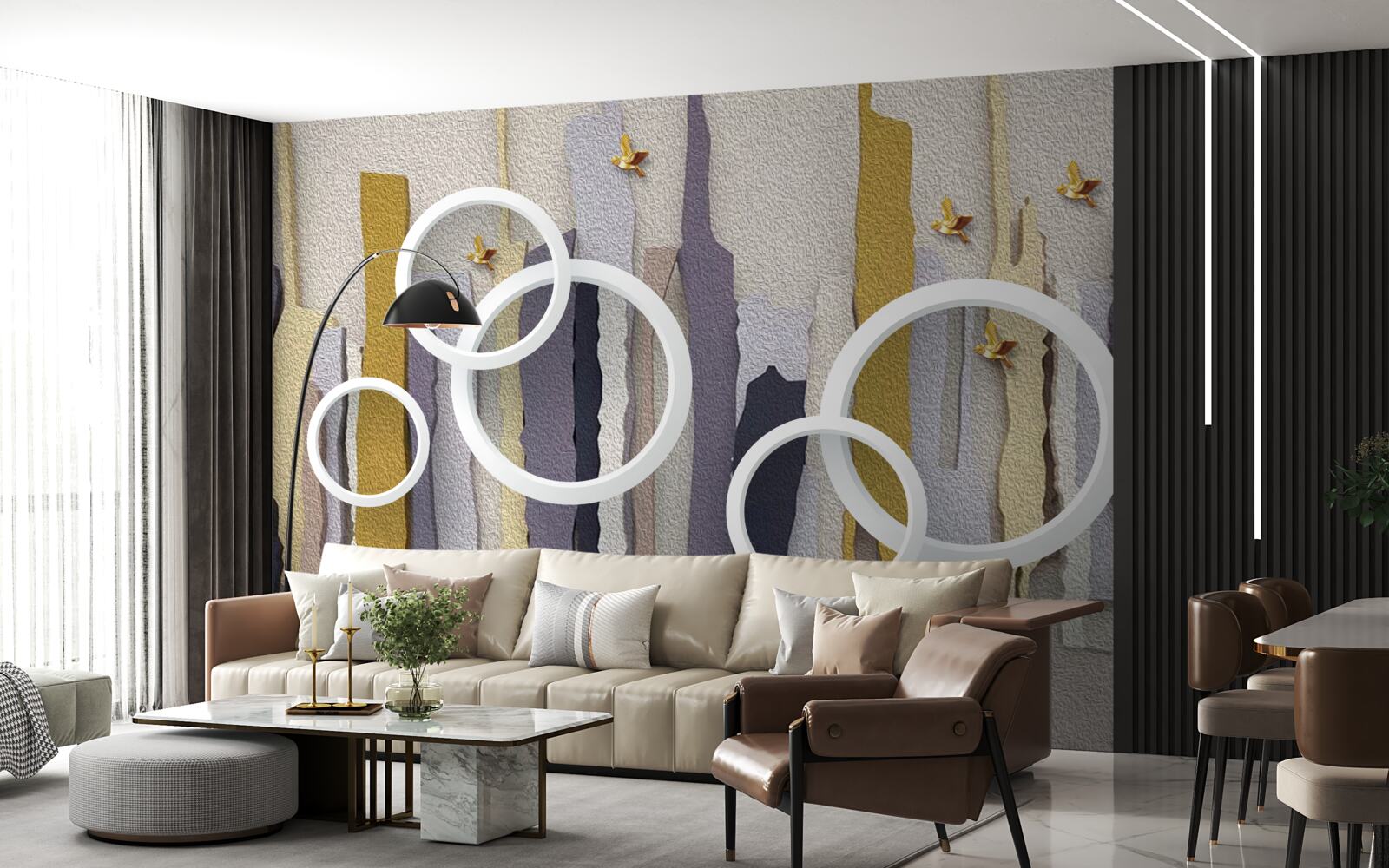 Fototapet fundal abstract cu cercuri albe