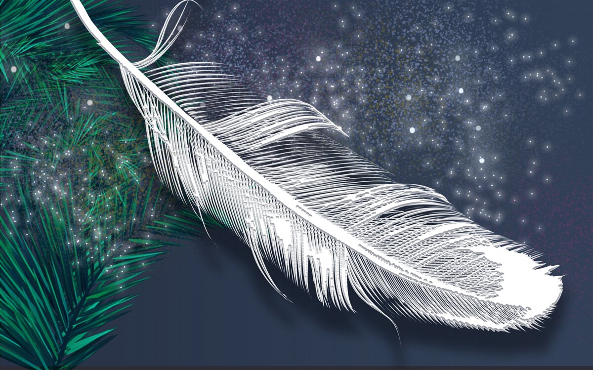 Fototapet plumaj volumetric alb ca zăpada