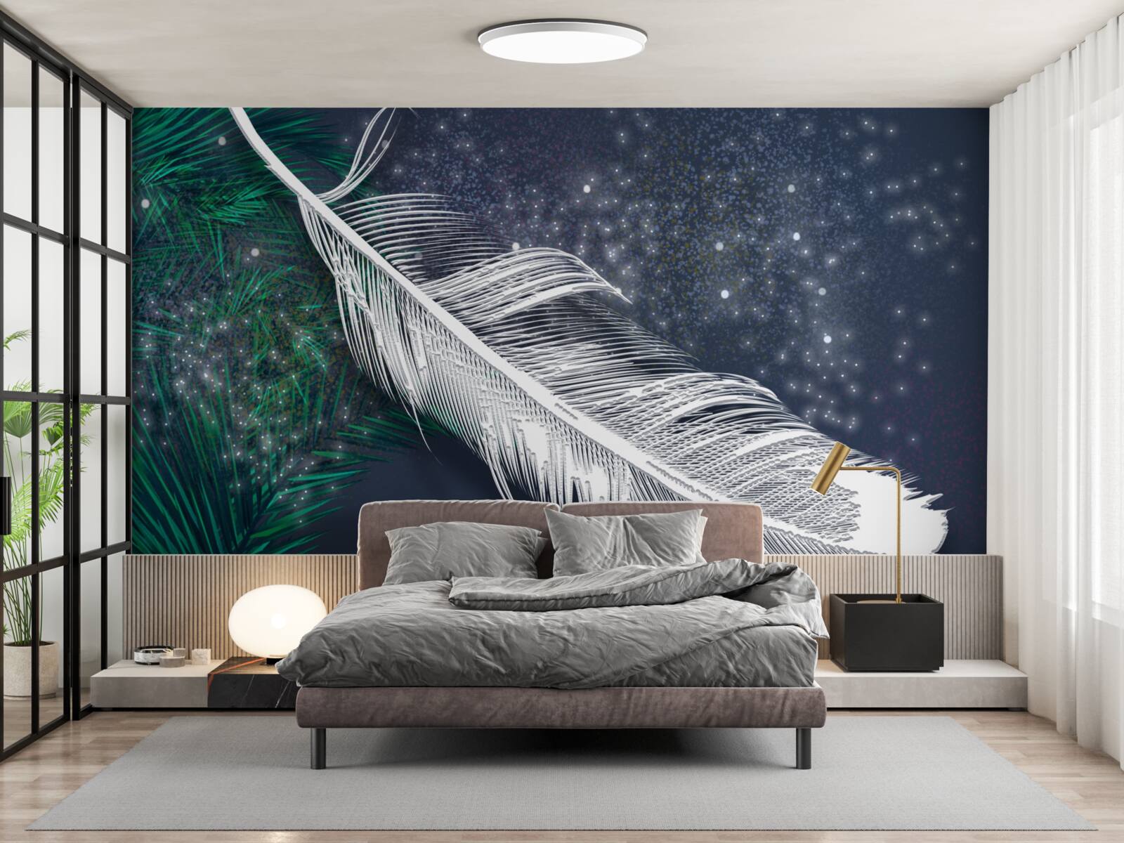 Fototapet plumaj volumetric alb ca zăpada