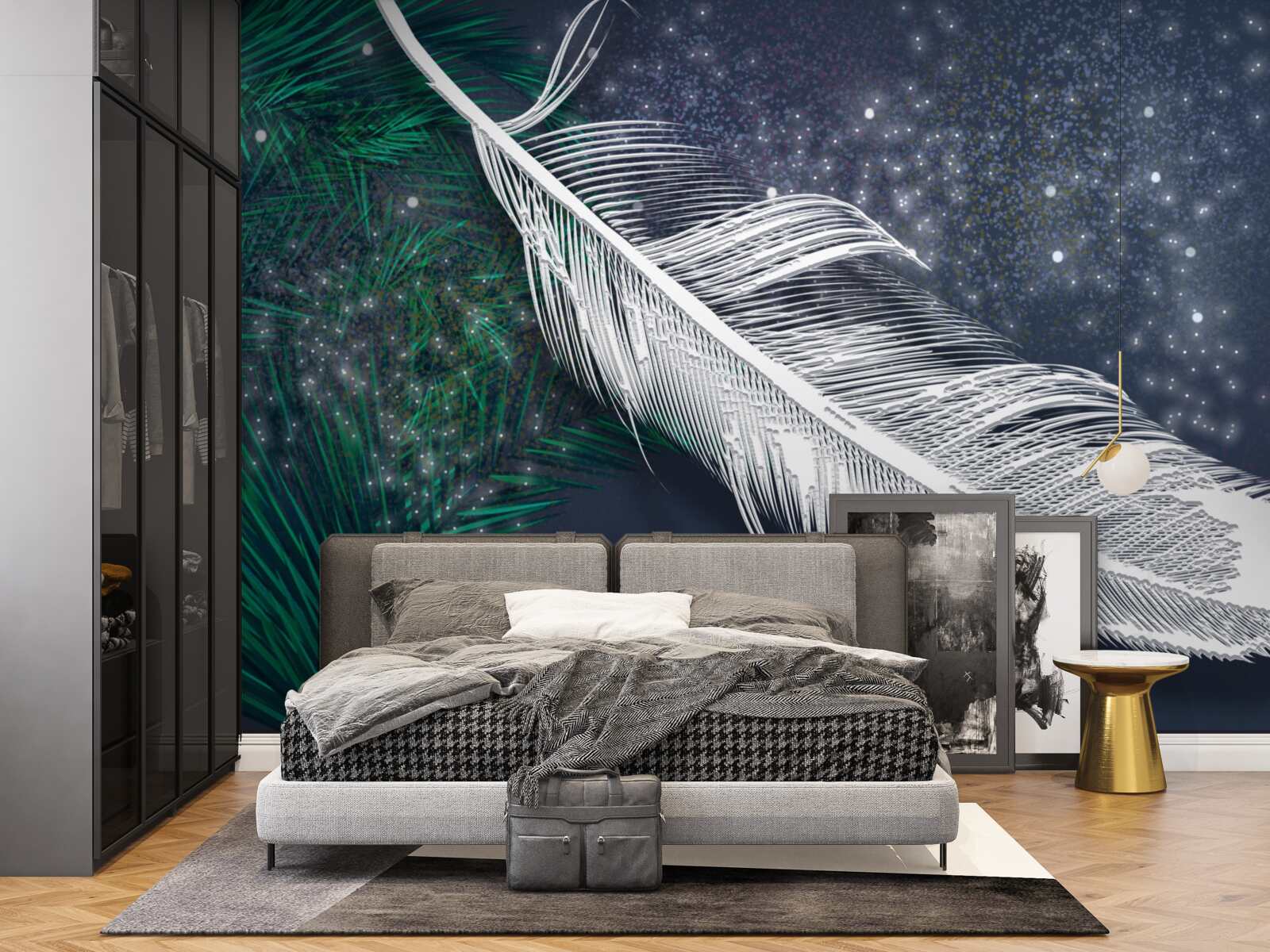 Fototapet plumaj volumetric alb ca zăpada