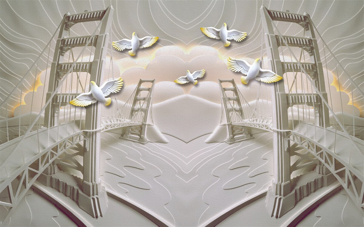 Fototapet reflecție a lebedelor peste poduri