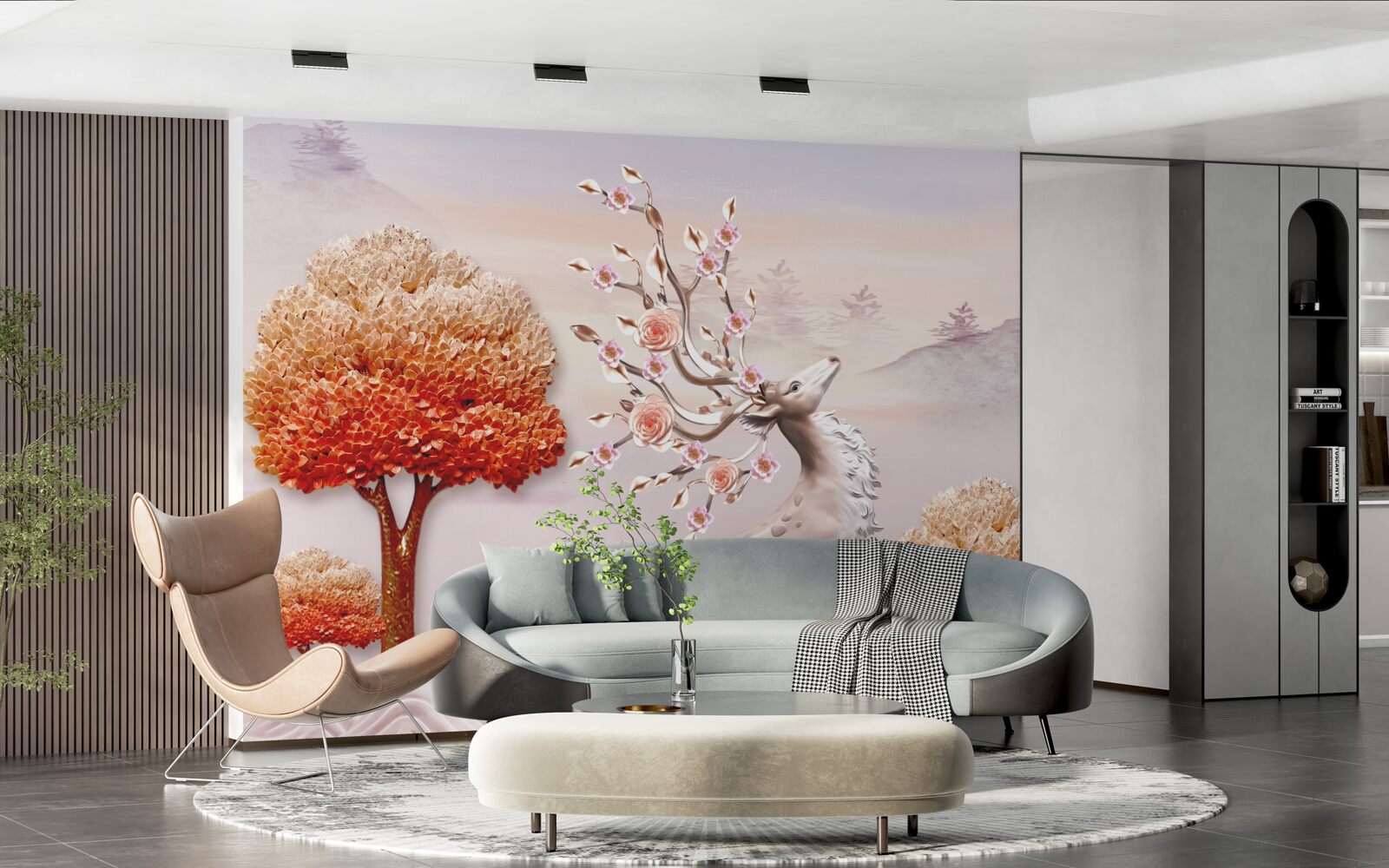 Fototapet căprioară maiestuoasă printre tufișurile de toamnă ale pădurii