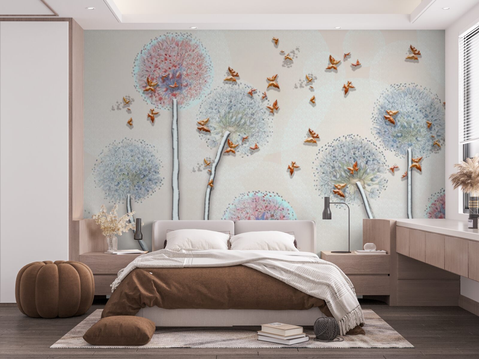 Fototapet un câmp de milkweed învăluie un zbor de fluturi