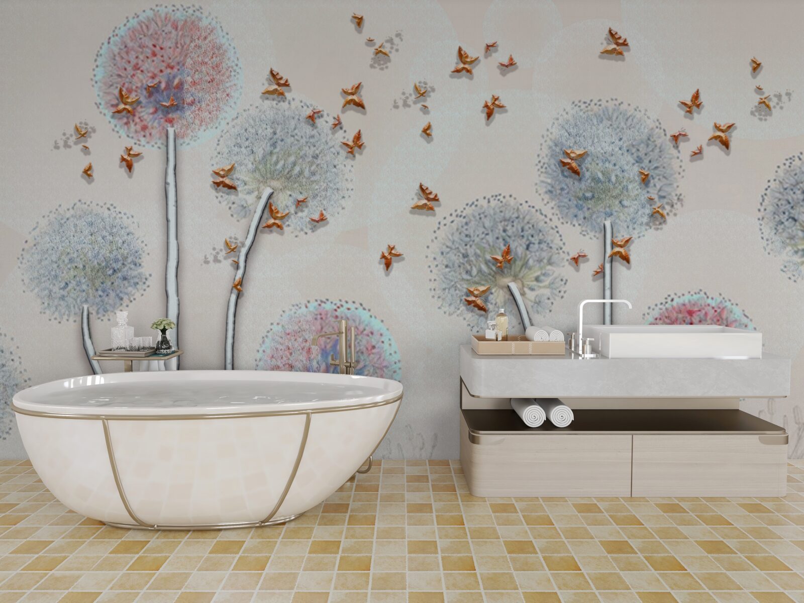 Fototapet un câmp de milkweed învăluie un zbor de fluturi