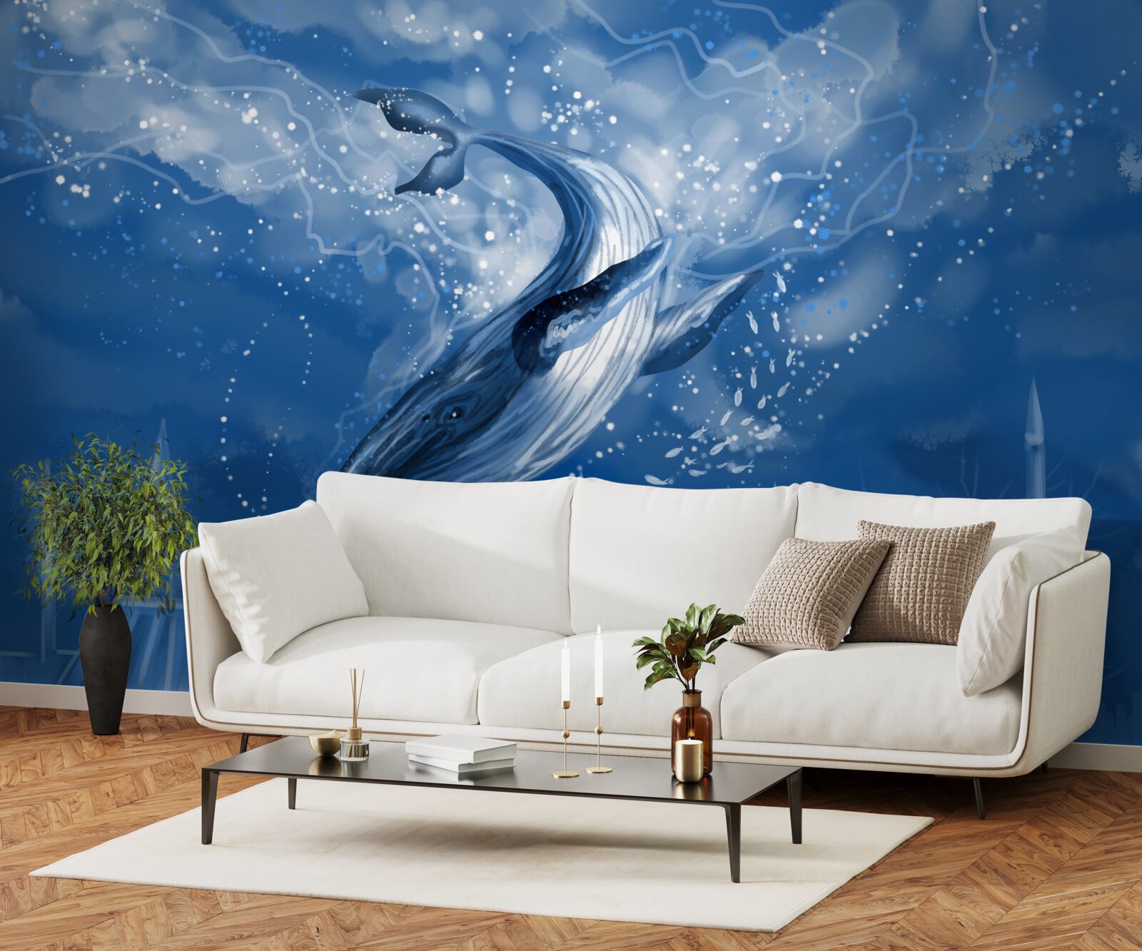 Fototapet abisul oceanului și balena albastră