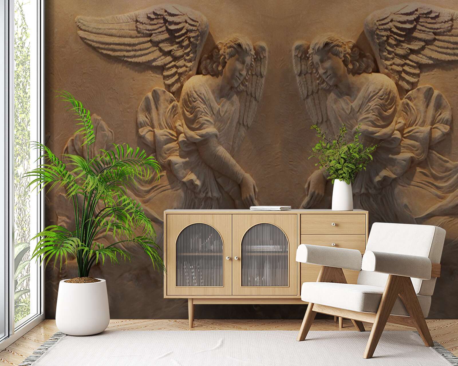 Fototapet fată și băiat cu aripi