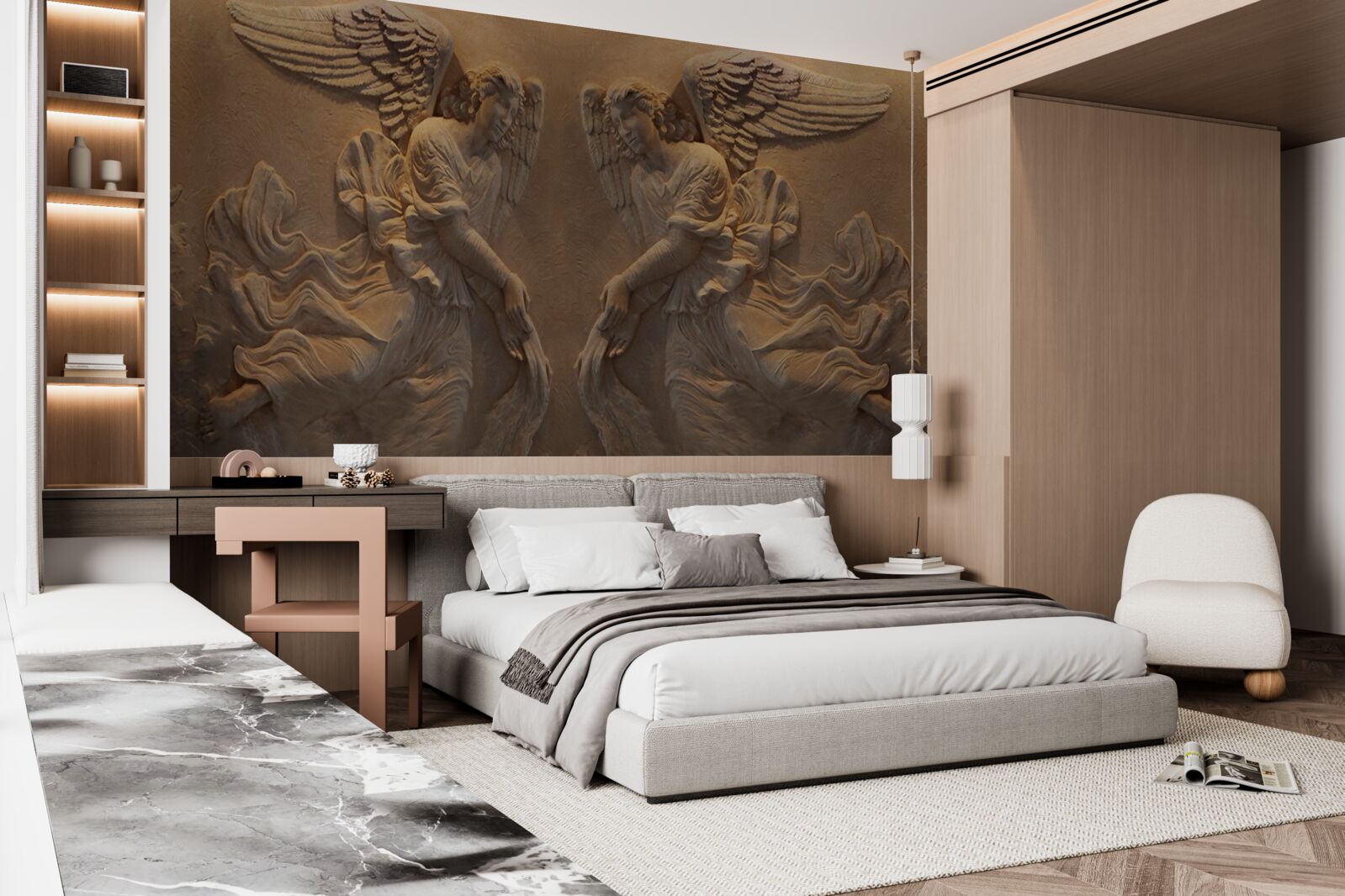 Fototapet fată și băiat cu aripi