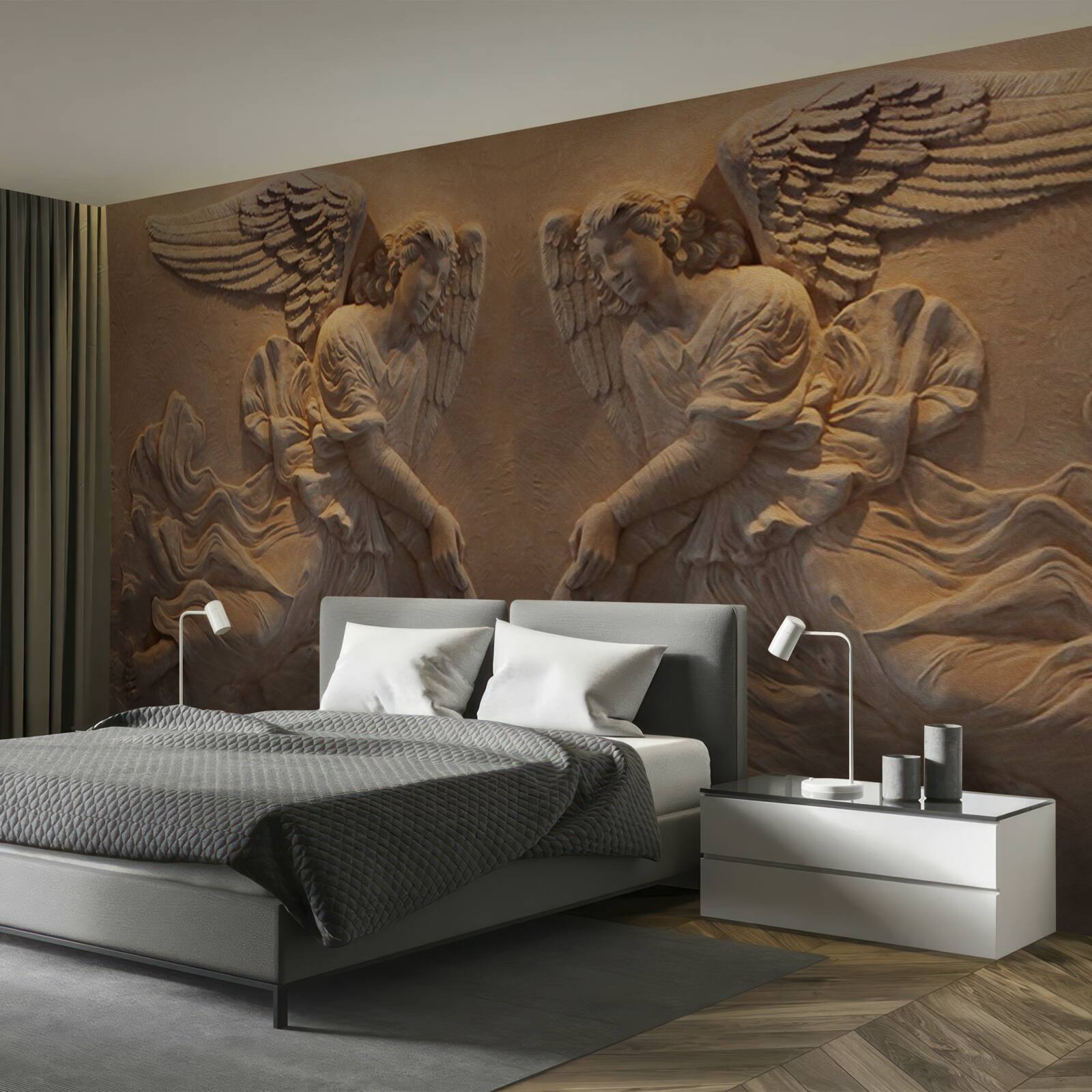 Fototapet fată și băiat cu aripi