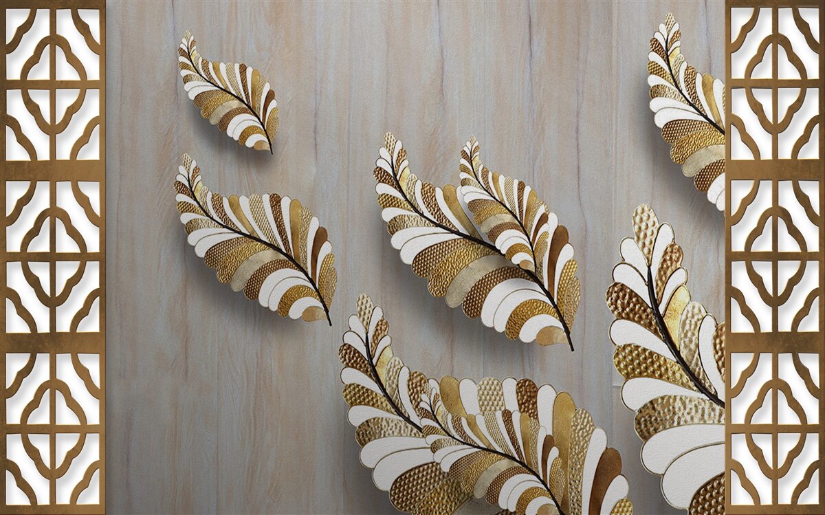 Fototapet Frunzele decorate cu un model de leopard atrag cu frumusețea lor