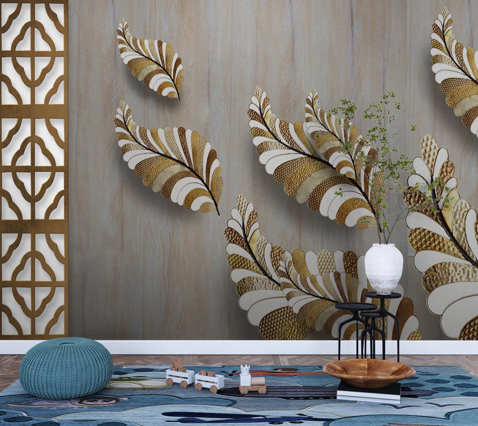 Fototapet Frunzele decorate cu un model de leopard atrag cu frumusețea lor