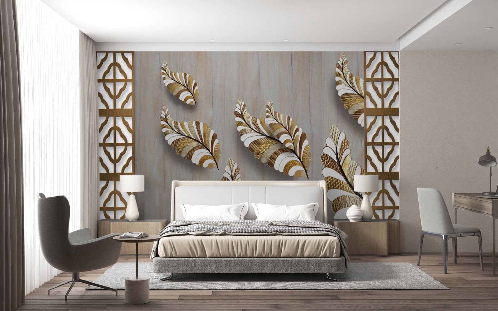 Fototapet Frunzele decorate cu un model de leopard atrag cu frumusețea lor