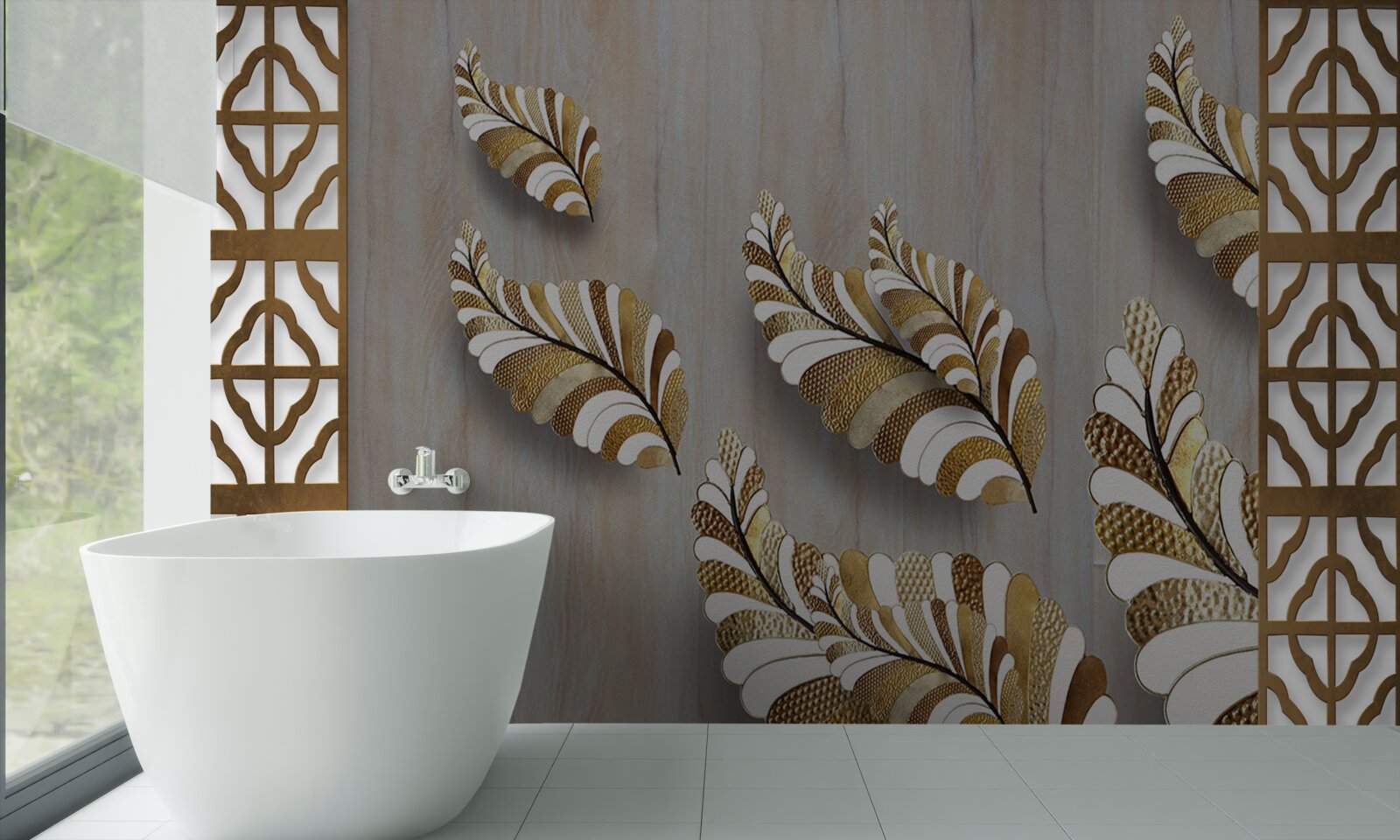 Fototapet Frunzele decorate cu un model de leopard atrag cu frumusețea lor