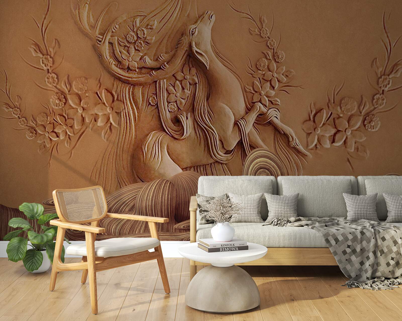 Fototapet basorelief frumos reprezentând o capră care trăiește în munți