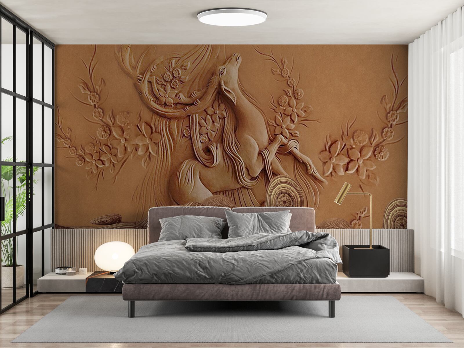 Fototapet basorelief frumos reprezentând o capră care trăiește în munți