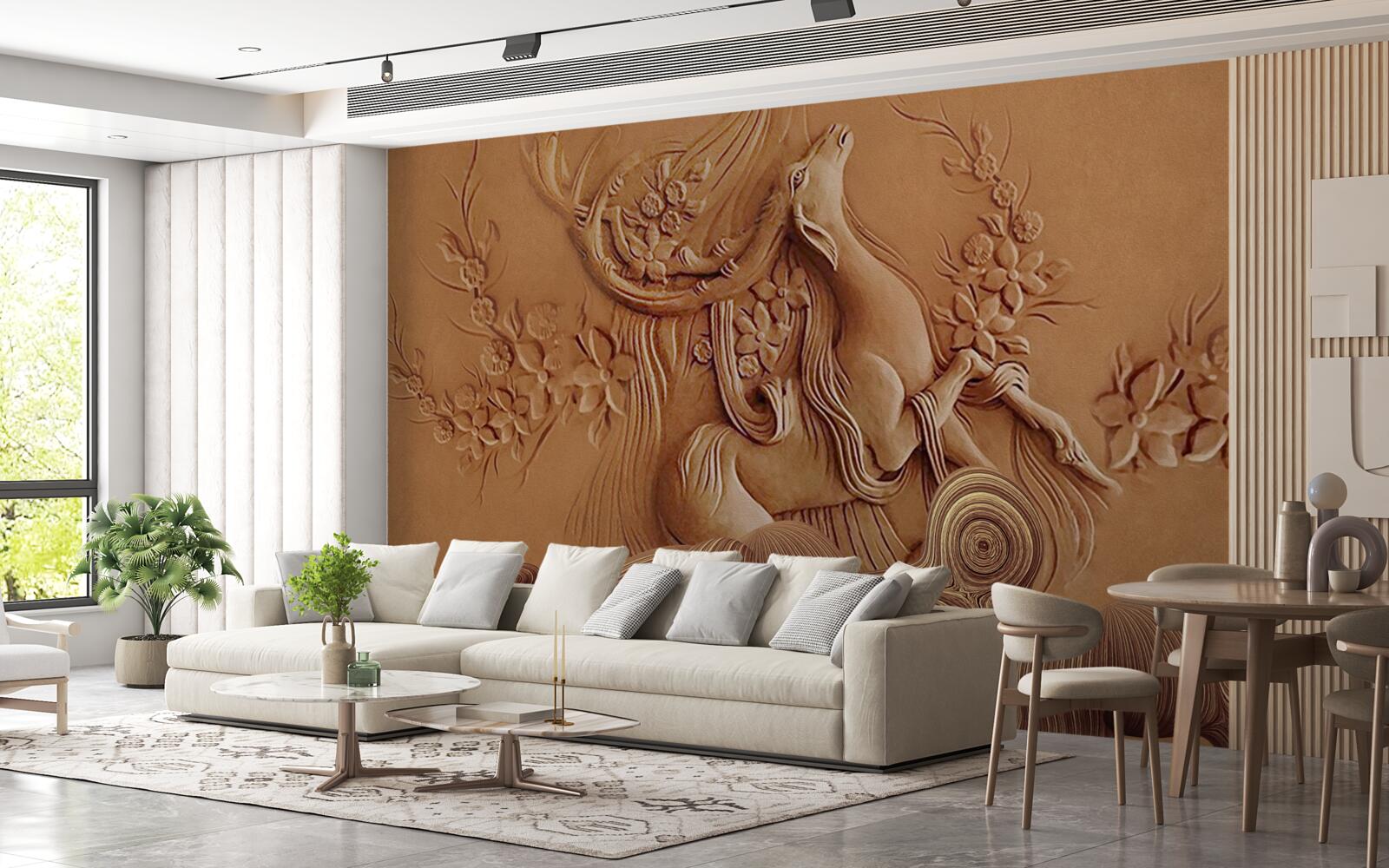 Fototapet basorelief frumos reprezentând o capră care trăiește în munți