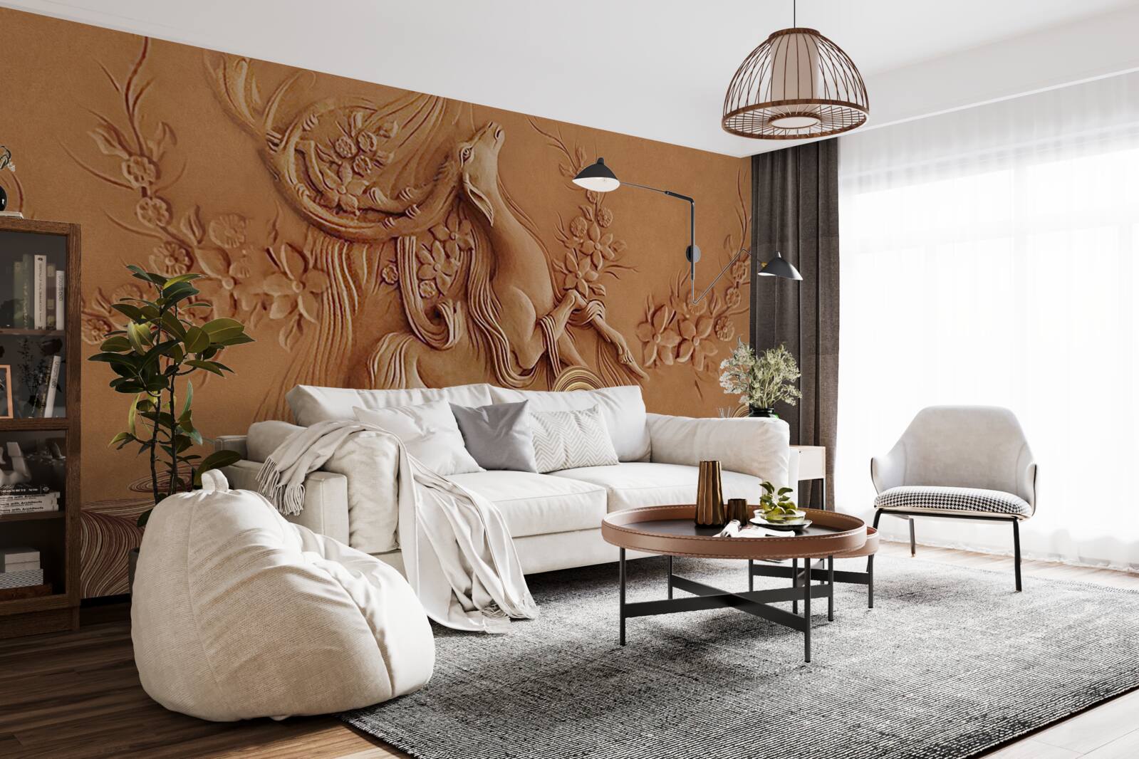 Fototapet basorelief frumos reprezentând o capră care trăiește în munți